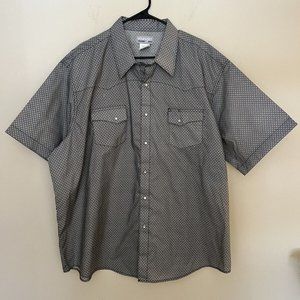 Wrangler Wrancher Shirt Mens 3XL Pearl Snap Double Pocket Western Short Sleeve